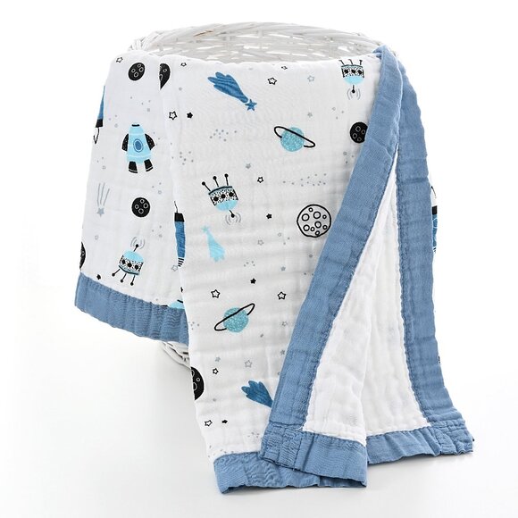 New Jay & Ava Baby/Toddler Muslin 100% Cotton Blanket -  Blue Space - Picture 2 of 5